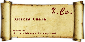 Kubicza Csaba névjegykártya