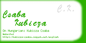 csaba kubicza business card